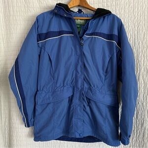LL Bean Nylon Ski Jacket Womens Medium Blue Hooded